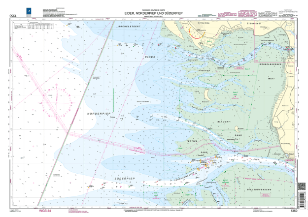 Duitse kaart 1350 - Eider, Norderpiep und Süderpiep